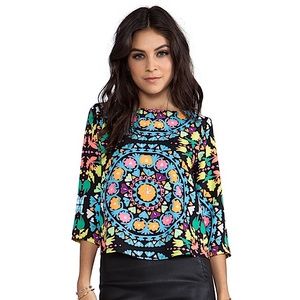 Mara Hoffman Slit Back Top In Suzani Black